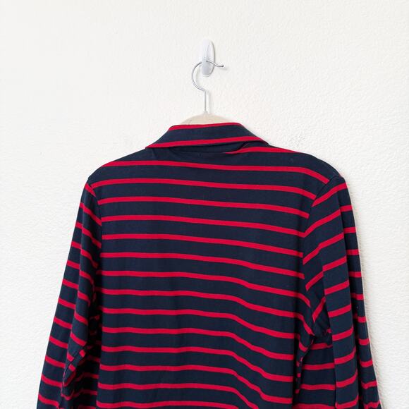 [Olivia Moon] Red Navy Striped Open Front Knit Blazer Jacket 3/4 Sleeves Size XL - Picture 4 of 11